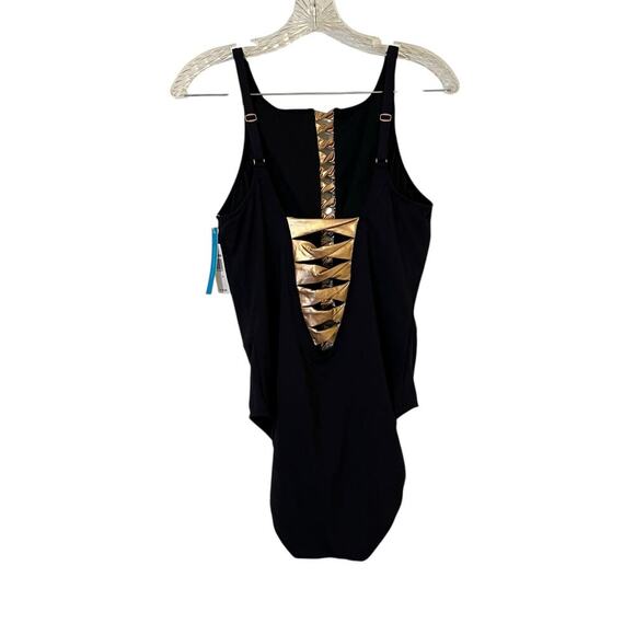 Bleu Rod Beattie Twister High Neck Cut Out One Piece Swimsuit Size 14 MWT - Picture 7 of 12